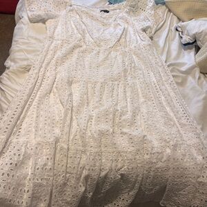 Lane Bryant White Eyelet Midi Dress